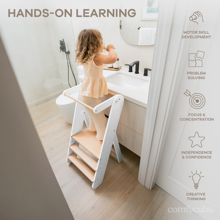 Comfy Kids Kids Step Stool for Ages 3+ in White