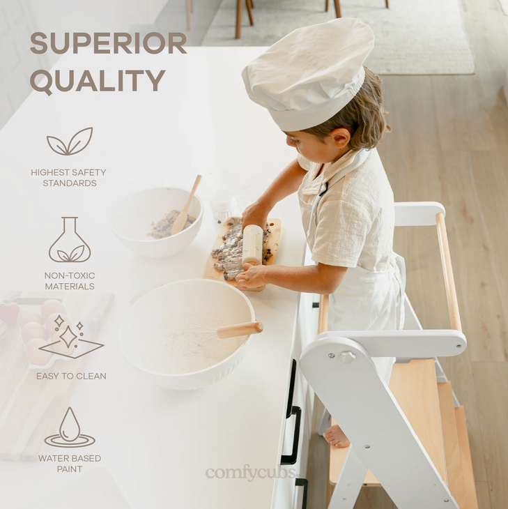 Comfy Kids Kids Step Stool for Ages 3+ in White