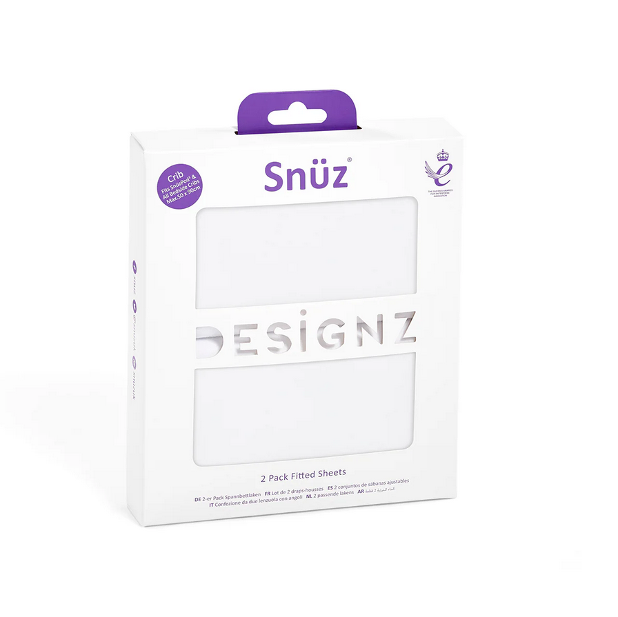 Snuz Bassinet 2 Pack Fitted Sheets - White