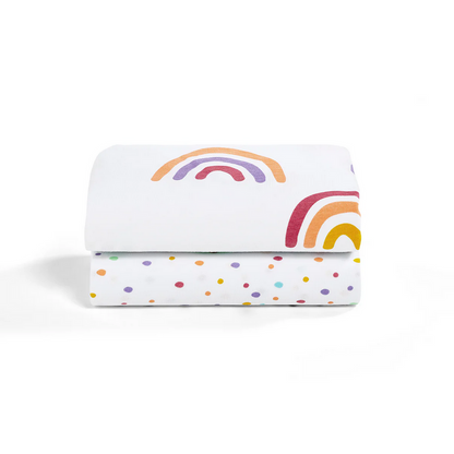 Snuz Bassinet 2 Pack Fitted Sheets - Multi Rainbow USBD028BJ