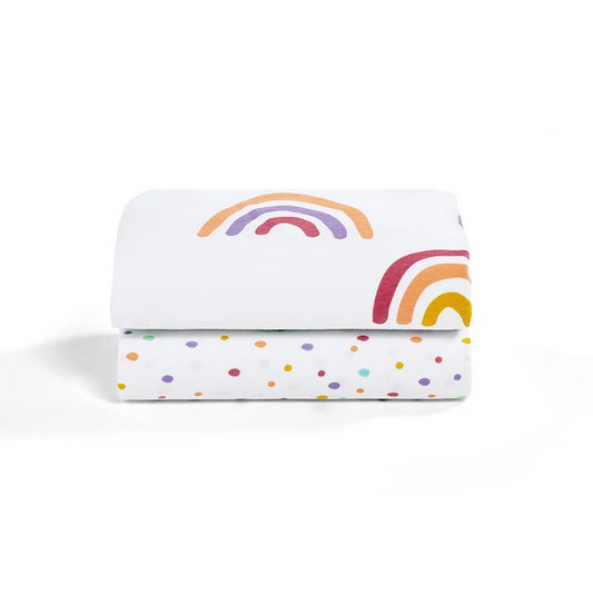 Snuz Bassinet 2 Pack Fitted Sheets - Multi Rainbow USBD028BJ