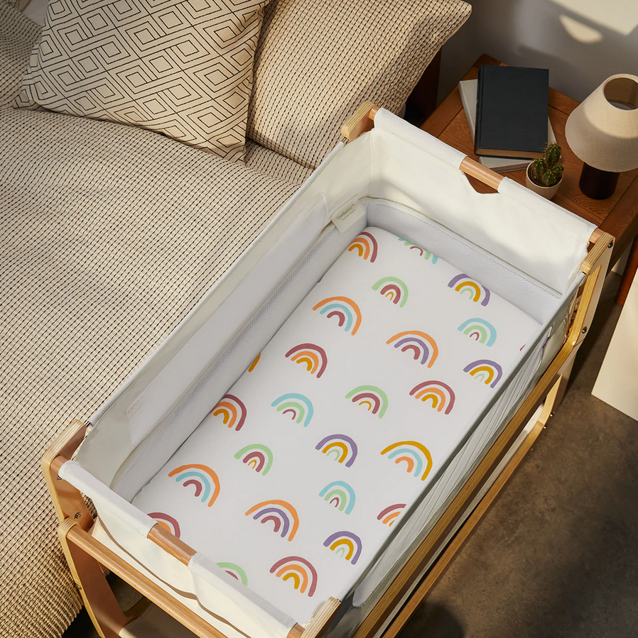 Snuz Bassinet 2 Pack Fitted Sheets - Multi Rainbow