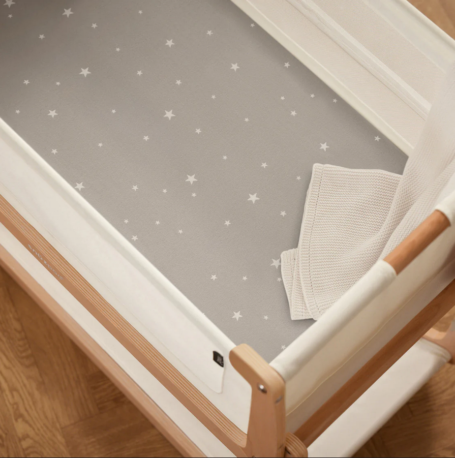 Snuz Bassinet 2 Pack Fitted Sheets - Gray Star