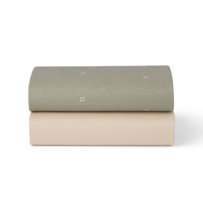 Snuz Bassinet 2 Pack Fitted Sheets - Sage Cross USBD028BT