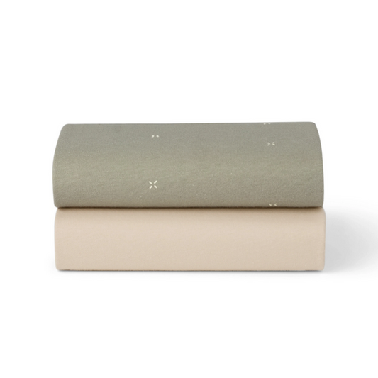 Snuz Bassinet 2 Pack Fitted Sheets - Sage Cross USBD028BT
