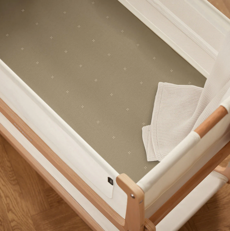 Snuz Bassinet 2 Pack Fitted Sheets - Sage Cross