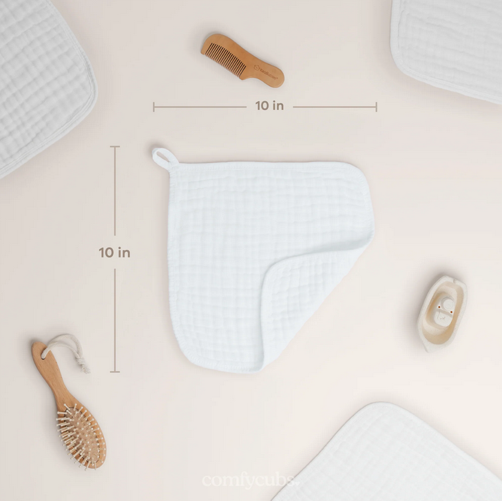 Comfy Cubs Muslim Washcloths - White