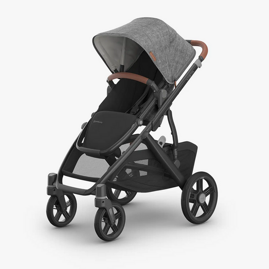 UPPAbaby Vista V3 Stroller - Greyson - Charcoal Mélange | Carbon Frame | Saddle Leather