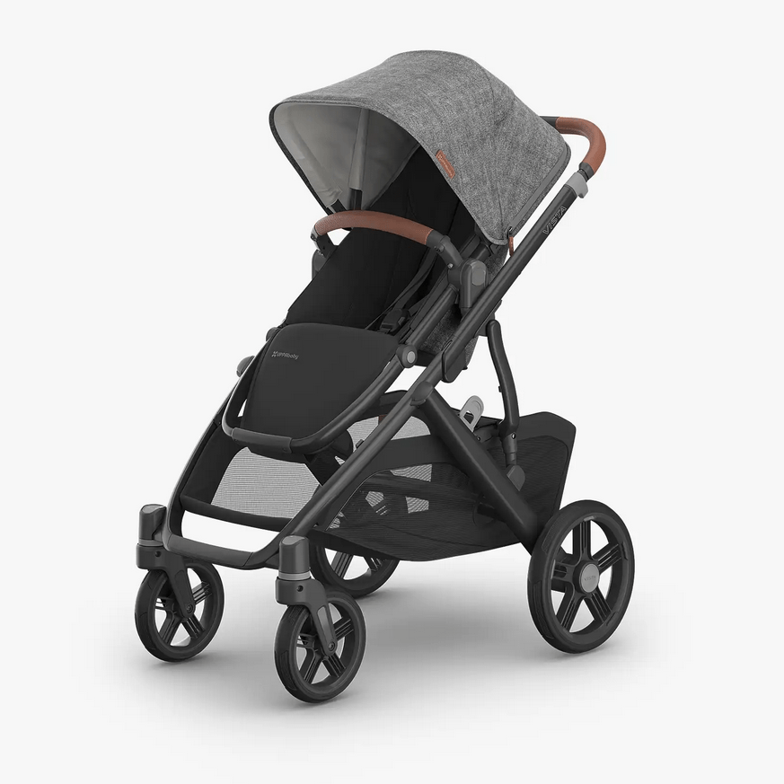 UPPAbaby Vista V3 Stroller - Greyson - Charcoal Mélange | Carbon Frame | Saddle Leather