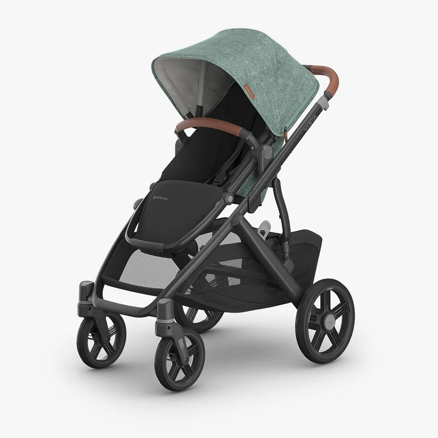 UPPAbaby Vista V3 Stroller - Gwen - Green Mélange | Carbon Frame | Saddle Leather