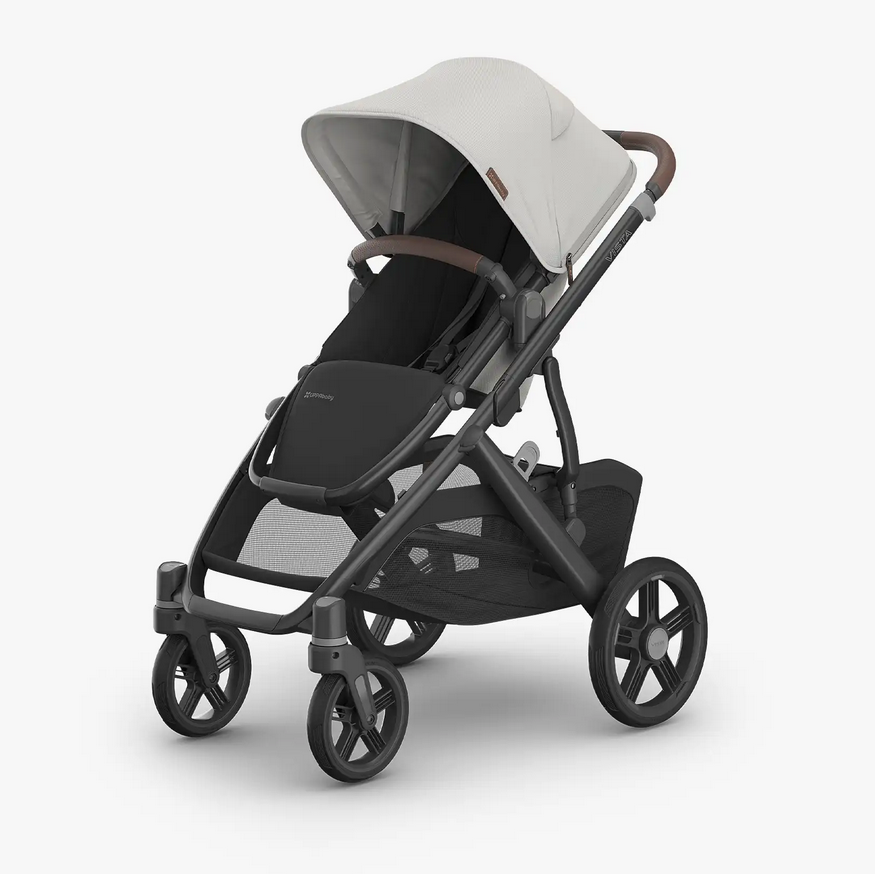 UPPAbaby Vista V3 Stroller - Savannah - Pearl Gray Jacquard | Carbon Frame | Chestnut Leather