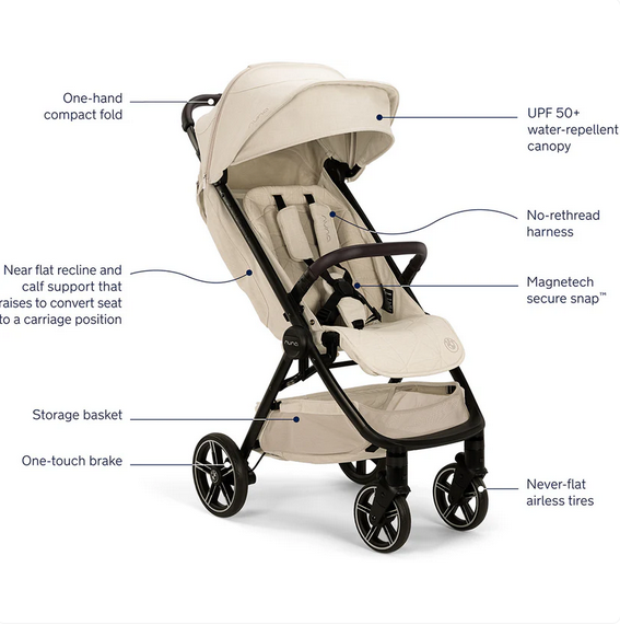 Nuna x BMW TRVL LX Self-Folding Compact Stroller - Mica