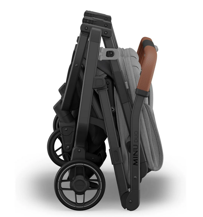 UPPAbaby Minu Duo Stroller - Greyson - Charcoal Mélange | Carbon Frame | Saddle Leather