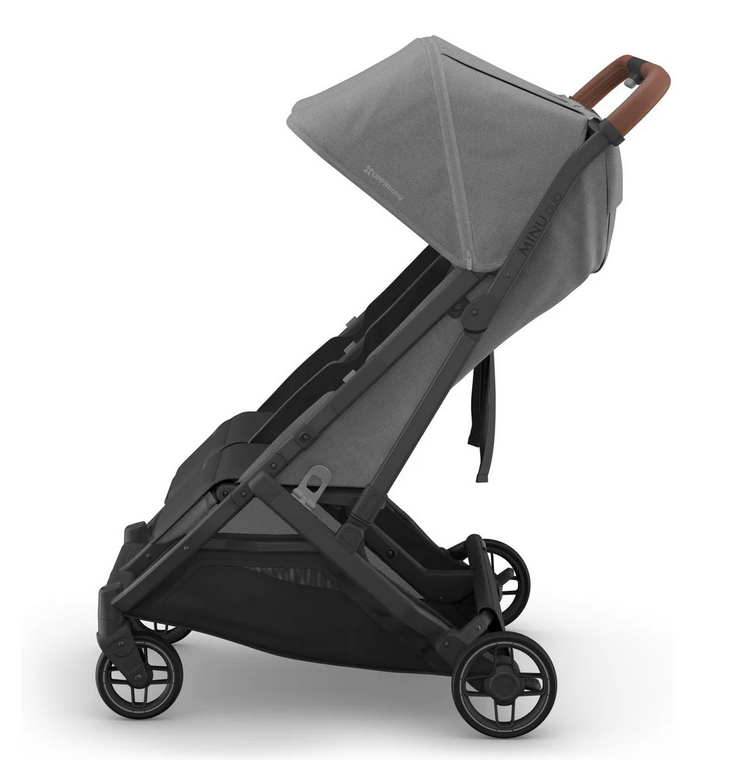 UPPAbaby Minu Duo Stroller - Greyson - Charcoal Mélange | Carbon Frame | Saddle Leather