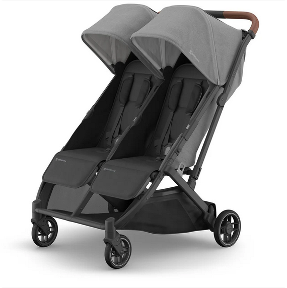 UPPAbaby Minu Duo Stroller - Greyson - Charcoal Mélange | Carbon Frame | Saddle Leather 0801-MND-NA-GRY