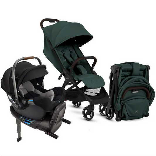 Silver Cross Clic Compact Stroller + Nuna PIPA RX Travel System Bundle - Conifer / Caviar SX2334-CFUC-CF12508609CVR