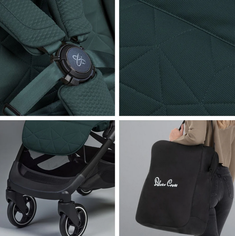 Silver Cross Clic Compact Stroller + Nuna PIPA RX Travel System Bundle - Conifer / Caviar