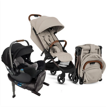 Silver Cross Clic Compact Stroller + Nuna PIPA RX Travel System Bundle - Latte / Caviar SX2334-LTUC-CF12508609CVR