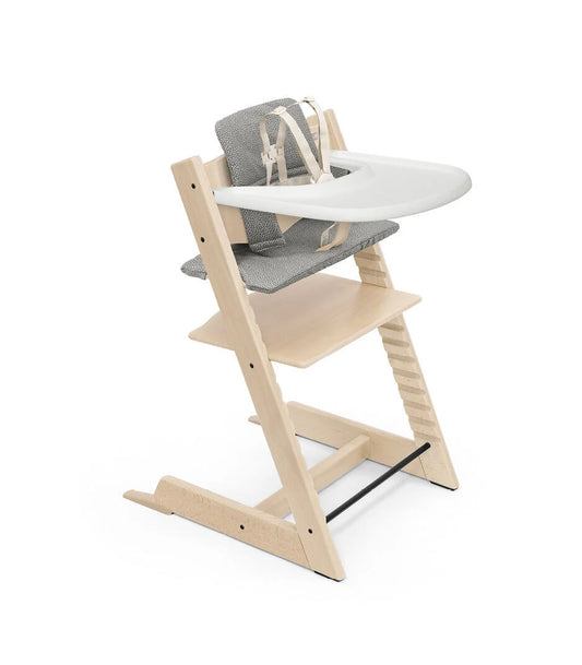 Tripp Trapp High Chair2 and Cushion with Stokke Tray - Natural / Dots Grey