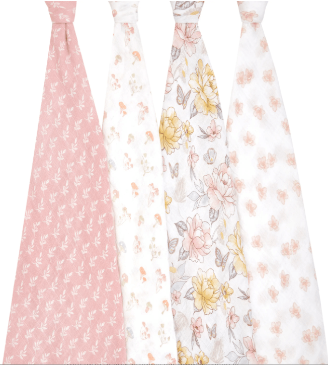 Aden and Anais Organic Cotton Swaddles 4 Pack - Earthly - Traveling Tikes 