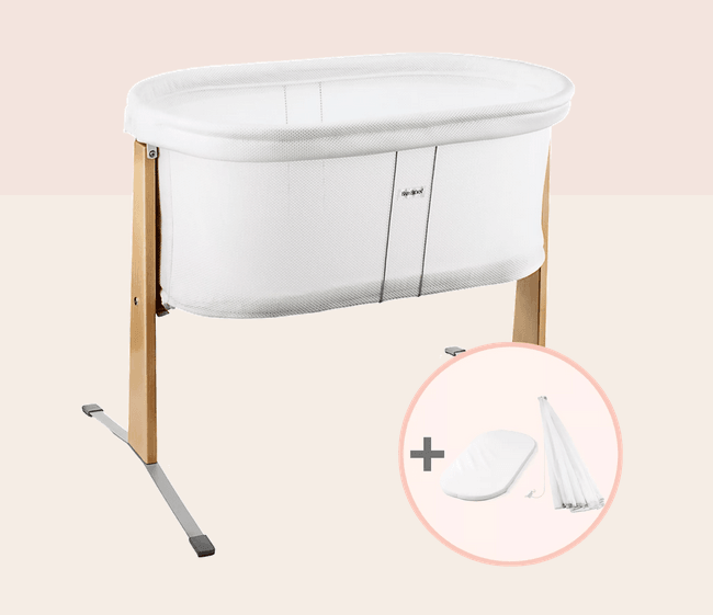 Baby Bjorn Baby Cradle Bundle with Fitted Sheet and Canopy  - White - Traveling Tikes 