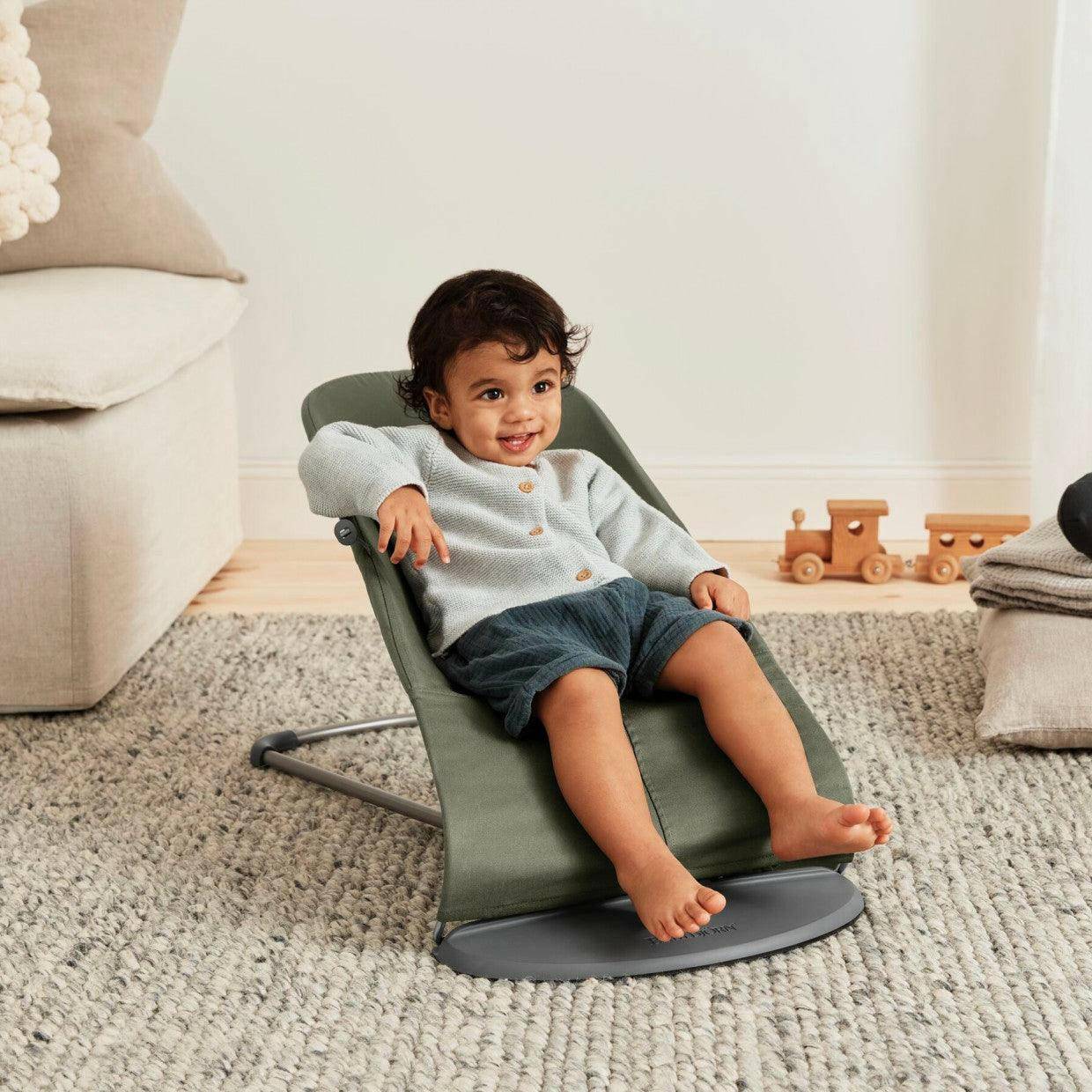 Baby Bjorn Bouncer Bliss Dark Green, Cotton Traveling Tikes