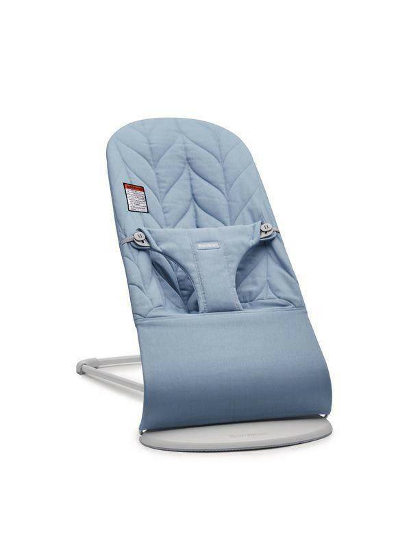 Baby Bjorn Bouncer Bliss, Light Grey Frame, Petal Quilt Cotton - Blue - Traveling Tikes 