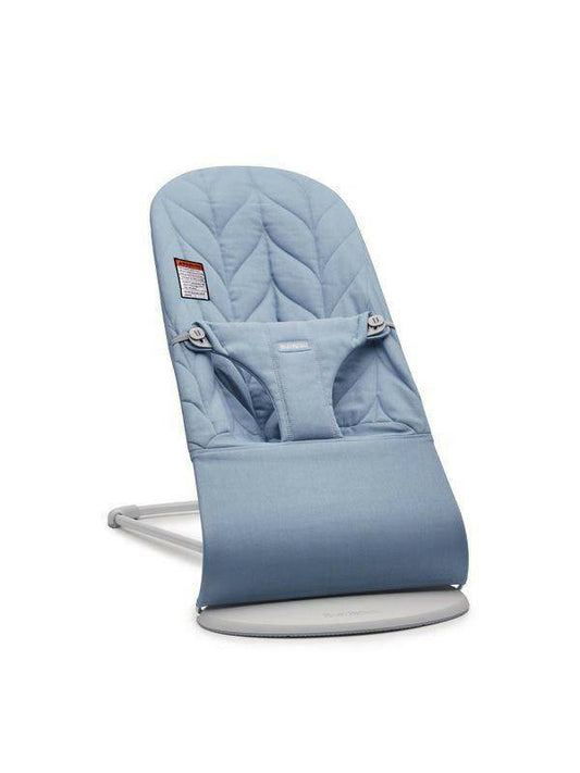 Baby Bjorn Bouncer Bliss, Light Grey Frame, Petal Quilt Cotton - Blue - Traveling Tikes 