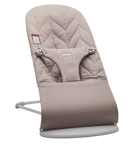 Baby Bjorn Bouncer Bliss, Light Grey Frame, Petal Quilt Cotton - Sand Grey - Traveling Tikes 