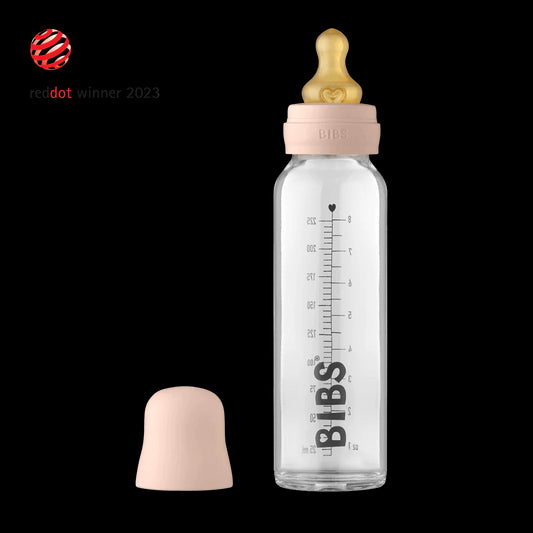 Baby Glass Bottle Complete Set 225ml - Blush - Traveling Tikes 