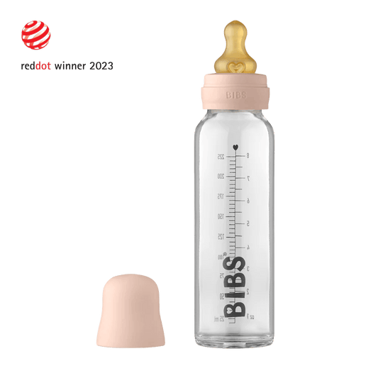 Baby Glass Bottle Complete Set 225ml - Blush - Traveling Tikes 