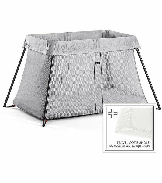 BabyBjorn Travel Crib Light Bundle - Silver - Traveling Tikes 