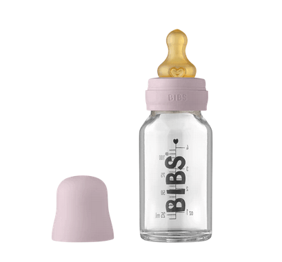 BIBS Baby Glass Bottle Complete Set 110ml - Dusty Lilac - Traveling Tikes 