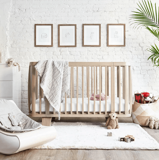 Bloom Retro Solid Wood Crib - Beach House Grey - Traveling Tikes 