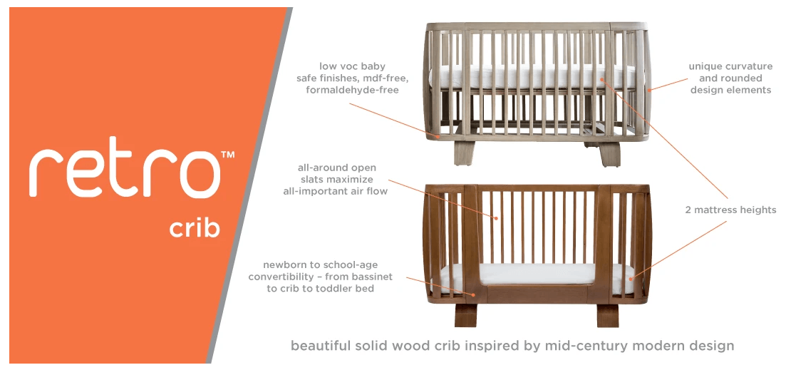 Bloom Retro Solid Wood Crib - Beach House Grey - Traveling Tikes 