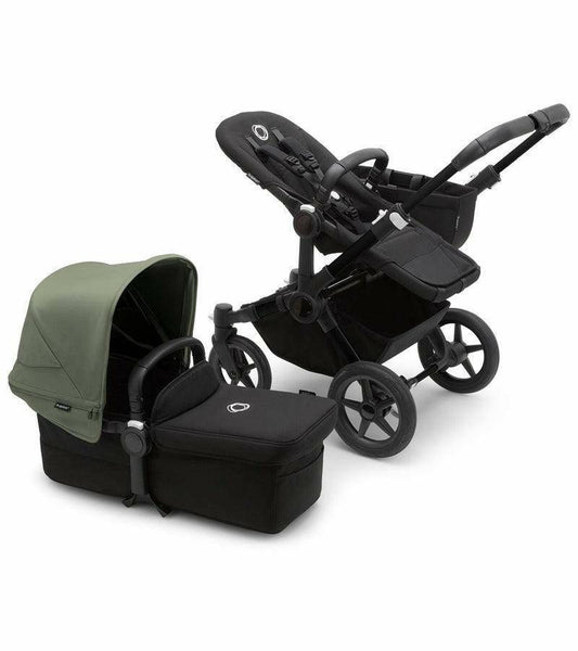 Bugaboo Donkey 5 Mono Complete Stroller Bundle - Black / Midnight Black / Forest Green - Traveling Tikes 