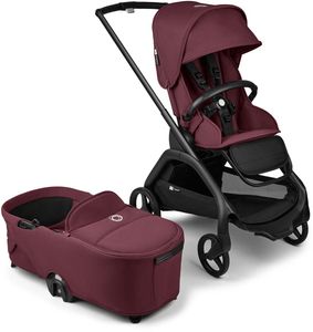 Bugaboo Dragonfly Complete Lightweight Compact Stroller + Bassinet - Black / Dark Cherry / Dark Cherry