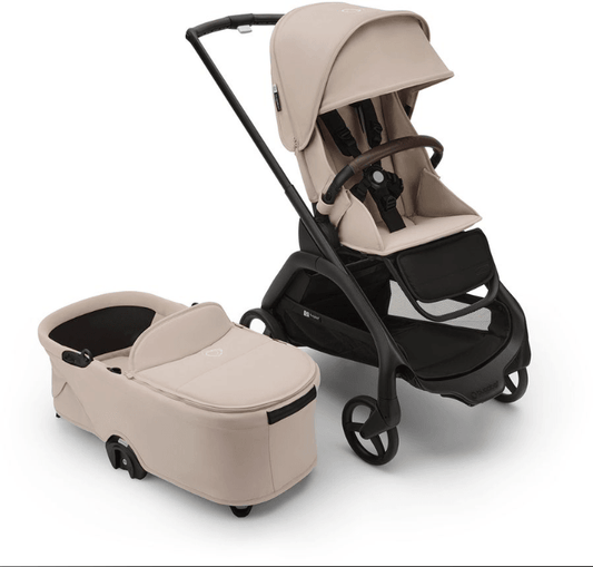 Bugaboo Dragonfly Complete Lightweight Compact Stroller + Bassinet - Black / Desert Taupe / Desert Taupe - Traveling Tikes 
