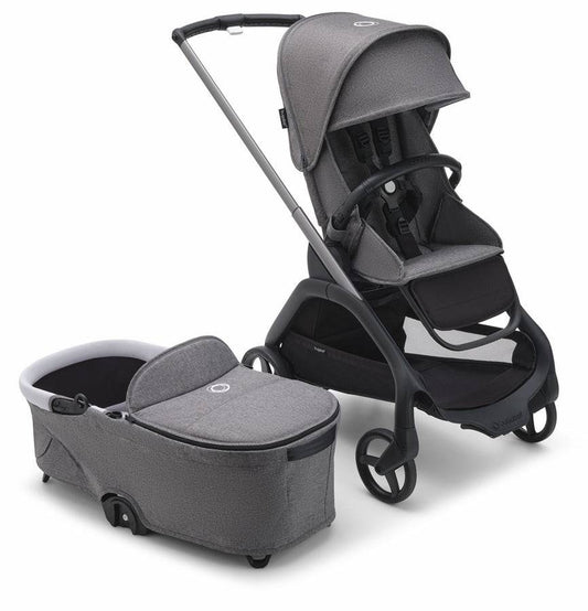 Bugaboo Dragonfly Complete Stroller + Bassinet - Graphite/Grey Melange/Grey Melange - Traveling Tikes 