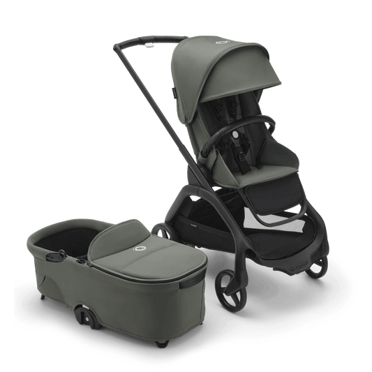 Bugaboo Dragonfly Complete Stroller + Bassinet - Black/Forest Green/Forest Green - Traveling Tikes 