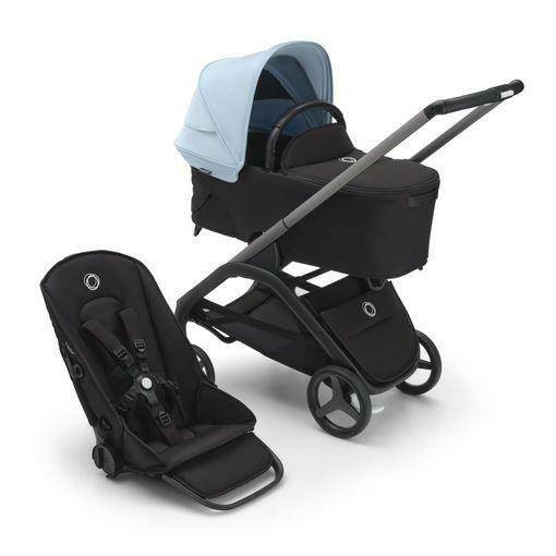 Bugaboo Dragonfly Complete Stroller + Bassinet - Graphite/Midnight Black/Skyline Blue - Traveling Tikes 