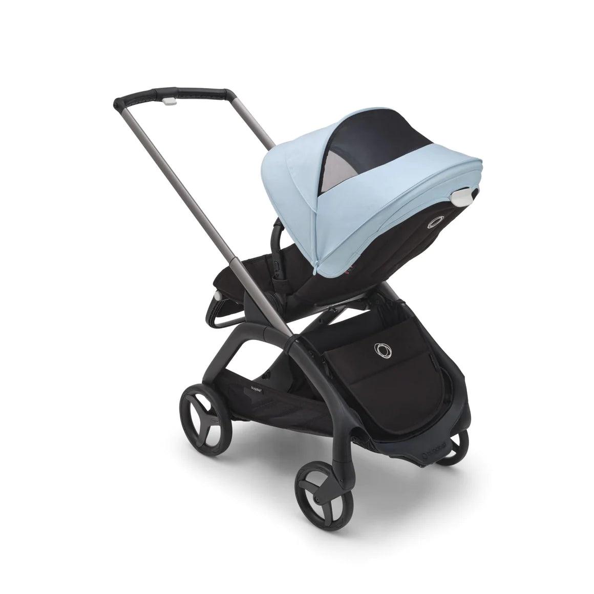 Bugaboo Dragonfly Complete Stroller + Bassinet - Graphite/Midnight Black/Skyline Blue - Traveling Tikes 