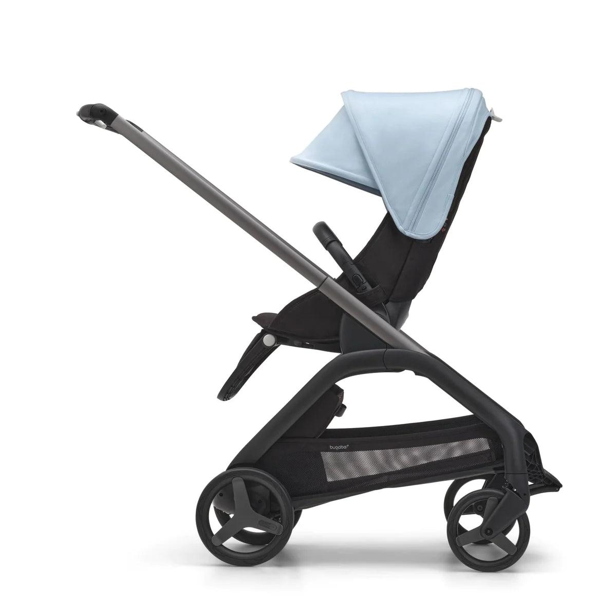 Bugaboo Dragonfly Complete Stroller + Bassinet - Graphite/Midnight Black/Skyline Blue - Traveling Tikes 