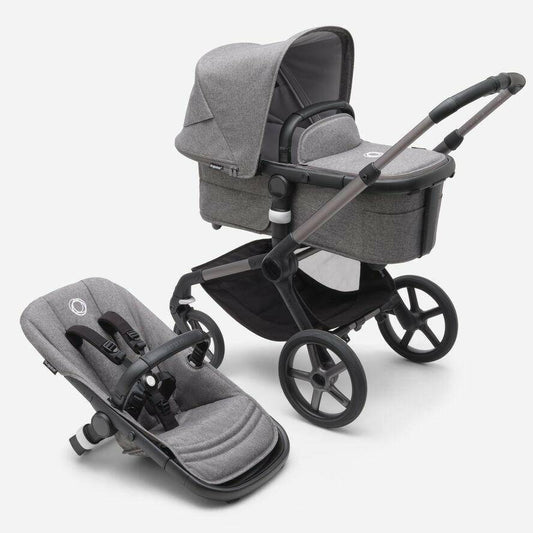 Bugaboo Fox5- Grey Mélange Sun Canopy, Grey Mélange Fabrics, Graphite Chassis