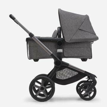 Bugaboo Fox5- Grey Mélange Sun Canopy, Grey Mélange Fabrics, Graphite Chassis - Traveling Tikes 