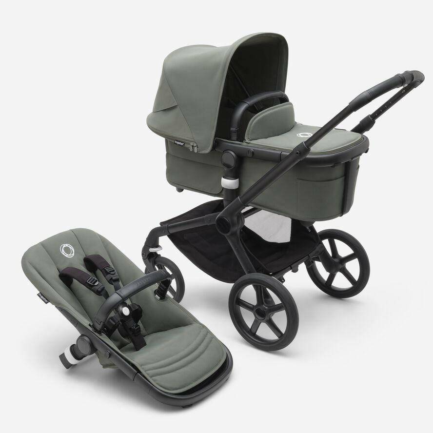 Bugaboo Fox5 Stroller - Forest Green Sun Canopy, Forest Green Fabrics, Black Chassis - Traveling Tikes 