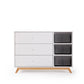 DaDaDa Central Park 3-drawer, Two Shelf Nursery Dresser - White + Natural