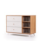 DaDaDa Central Park 3-drawer, Two Shelf Nursery Dresser - White + Red Oak