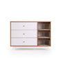 DaDaDa Central Park 3-drawer, Two Shelf Nursery Dresser - White + Red Oak