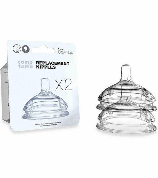 Comotomo Replacement Nipple 2-Pack - Slow Flow - Traveling Tikes 